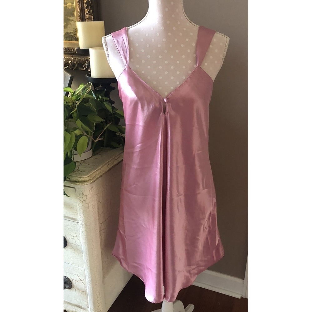 Vintage Laura Gayle Satin Pink Romantic Lace Nightgown Slip Dress Women's Large